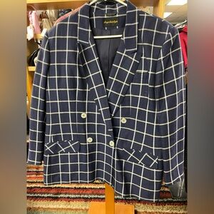 Navy Checkered Blazer by